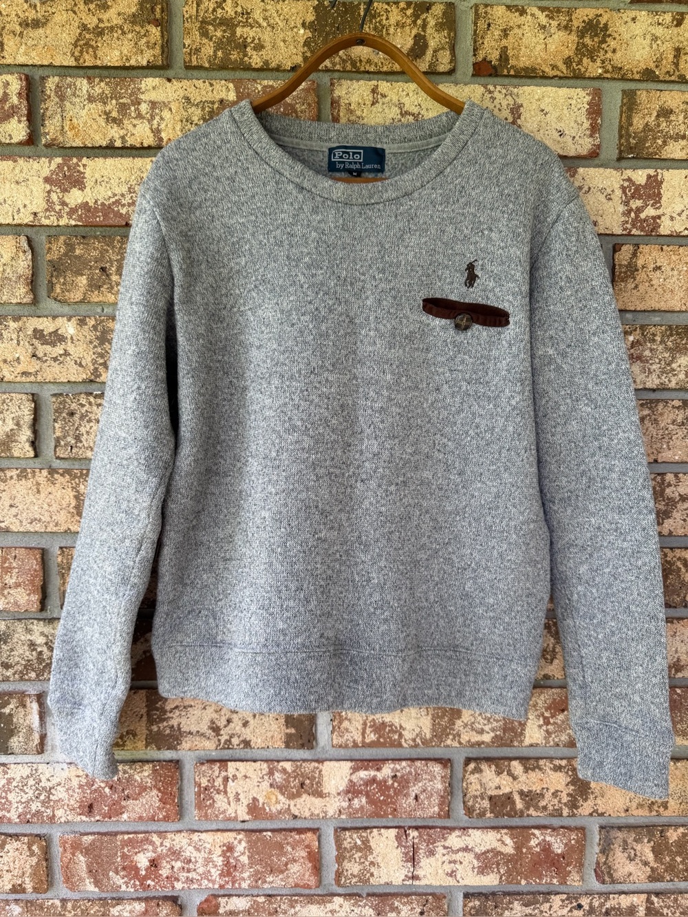 Men’s Vintage Polo by Ralph Lauren Grey Heather Crewneck Cotton Sweater Size M